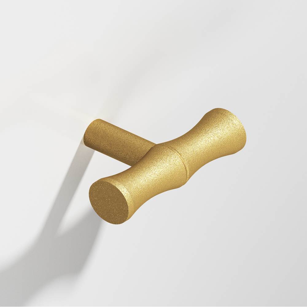 Colonial Bronze - 1.75'' overall, 0.5'' diameter Bamboo, T Cabinet Knob with straight post hand finished in Frost Brass - Frost Brass
