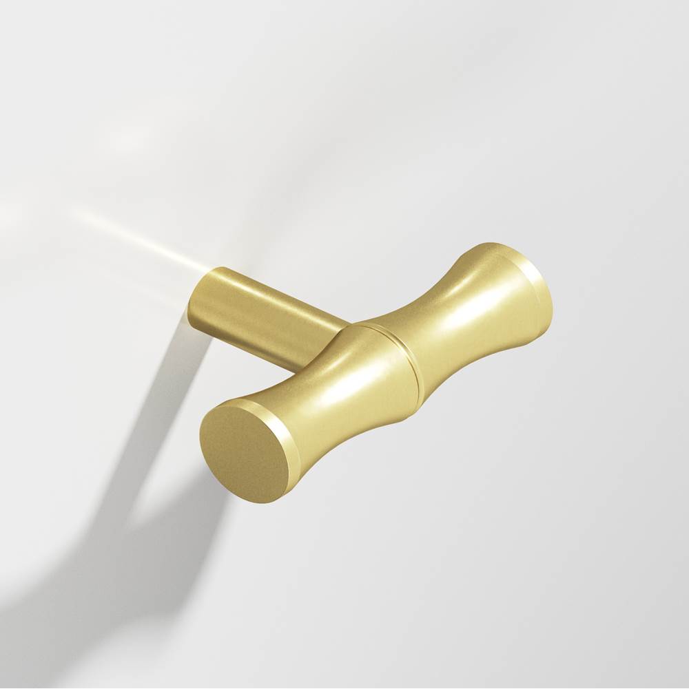 Colonial Bronze - 1.75'' overall, 0.5'' diameter Bamboo, T Cabinet Knob with straight post hand finished in Matte Satin Brass - Matte Satin Brass