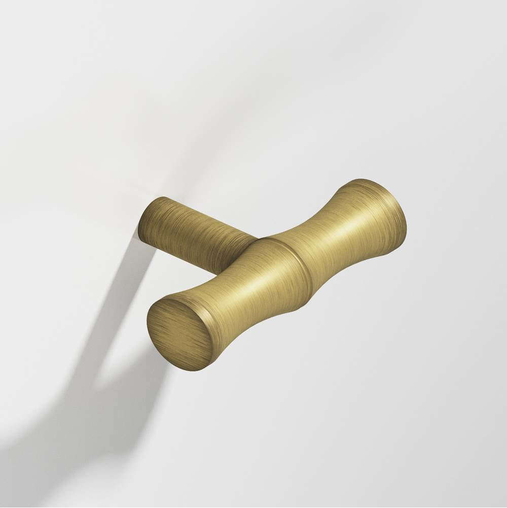 Colonial Bronze - 1.75'' overall, 0.5'' diameter Bamboo, T Cabinet Knob with straight post hand finished in Matte Antique Satin Brass - Matte Antique Satin Brass