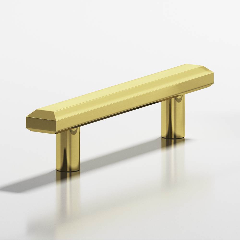 Colonial Bronze - 10'' center-to-center, 14'' overall, 0.75 x 0.5'' Rectangular, beveled Cabinet Pull with straight posts hand finished in Unlacquered Polished Brass - Unlacquered Polished Brass
