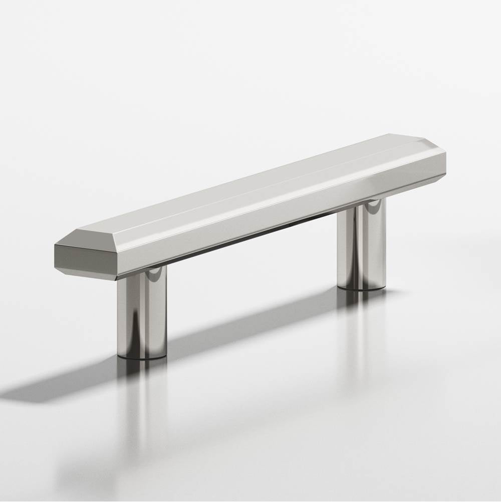 Colonial Bronze - 6'' center-to-center, 8'' overall, 0.75 x 0.5'' Rectangular, beveled Cabinet Pull with straight posts hand finished in Polished Nickel - Polished Nickel