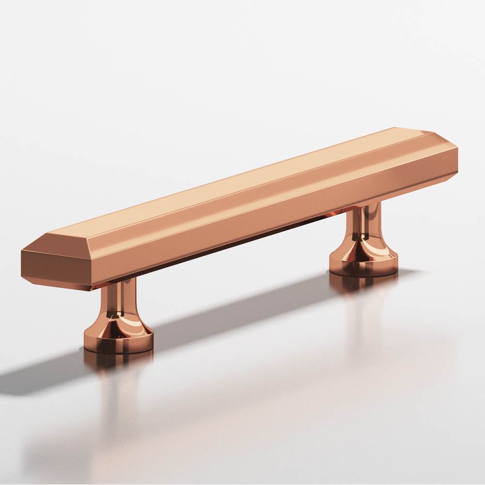 Colonial Bronze - 4'' center-to-center, 6'' overall, 0.75 x 0.5'' Rectangular, beveled Cabinet Pull with flared posts hand finished in Polished Copper - Polished Copper