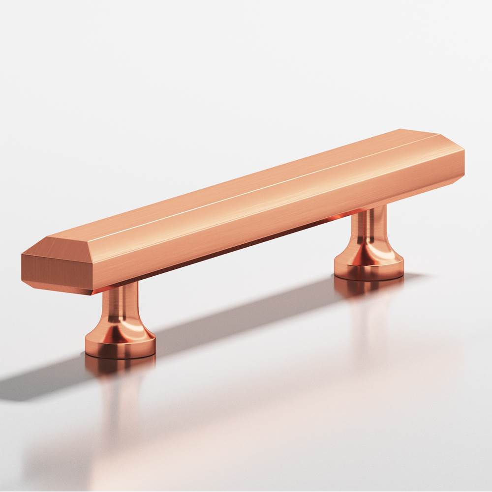 Colonial Bronze - 4'' center-to-center, 6'' overall, 0.75 x 0.5'' Rectangular, beveled Cabinet Pull with flared posts hand finished in Satin Copper - Satin Copper