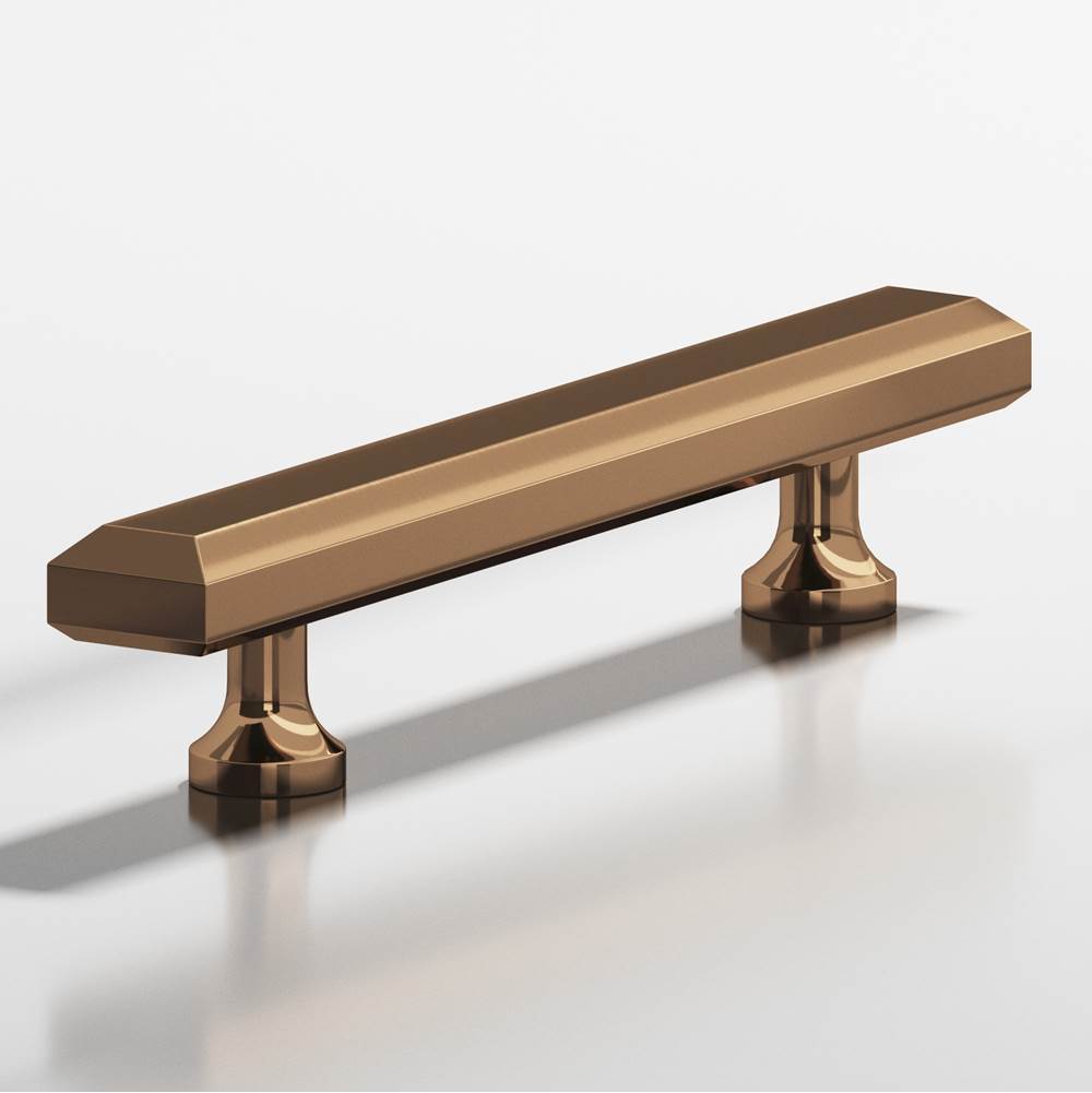 Colonial Bronze - 4'' center-to-center, 6'' overall, 0.75 x 0.5'' Rectangular, beveled Cabinet Pull with flared posts hand finished in Polished Bronze - Polished Bronze