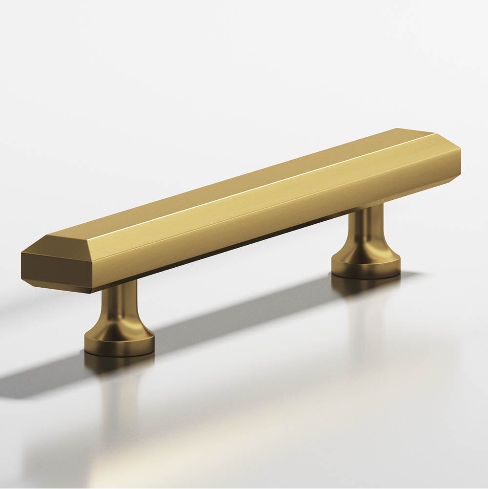 Colonial Bronze - 4'' center-to-center, 6'' overall, 0.75 x 0.5'' Rectangular, beveled Cabinet Pull with flared posts hand finished in Satin Brass - Satin Brass