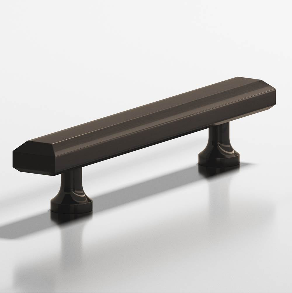 Colonial Bronze - 8'' center-to-center, 10'' overall, 0.75 x 0.5'' Rectangular, beveled Cabinet Pull with flared posts hand finished in Dark Statuary Bronze - Dark Statuary Bronze