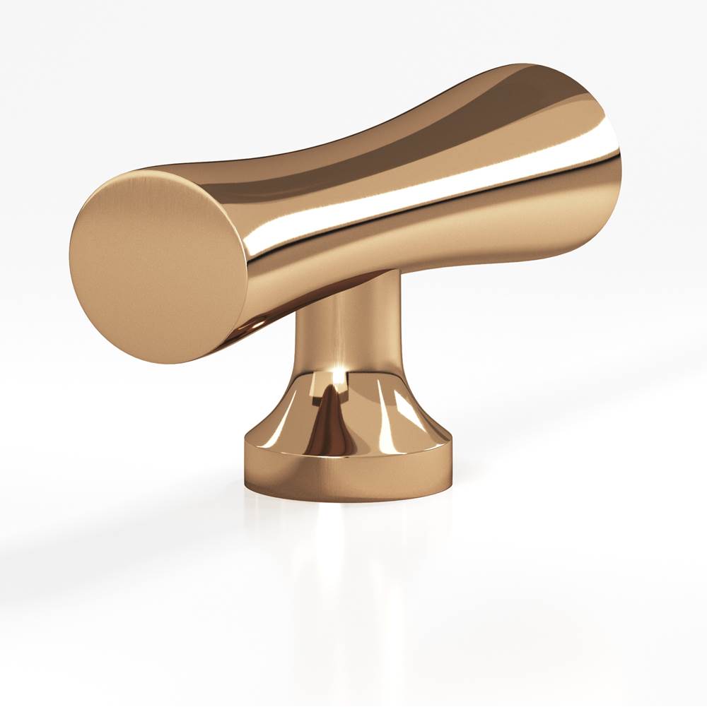 Colonial Bronze - 2'' overall, 0.625'' max diameter Hourglass, T Cabinet Knob with flared post hand finished in Polished Bronze - Polished Bronze