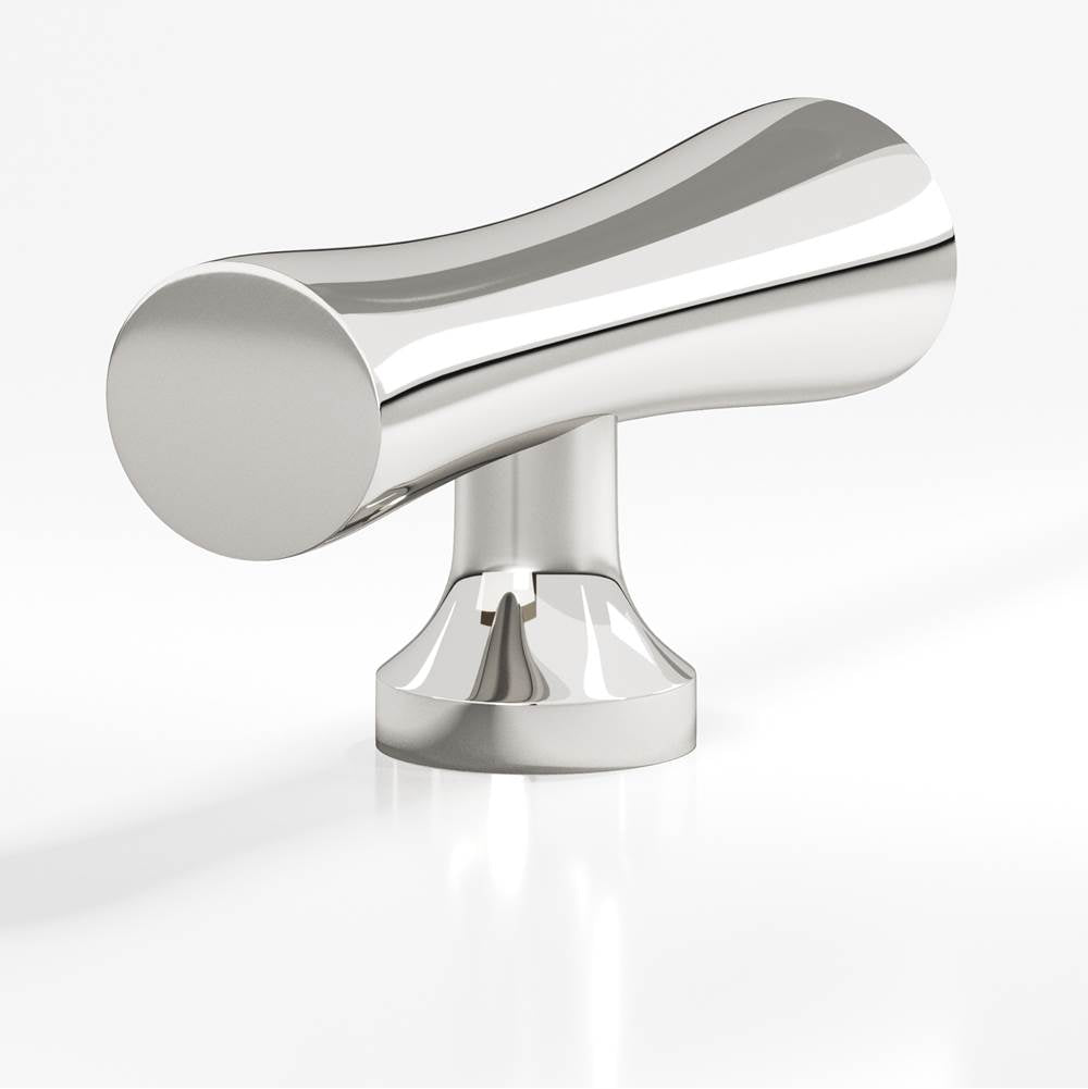 Colonial Bronze - 2'' overall, 0.625'' max diameter Hourglass, T Cabinet Knob with flared post hand finished in Polished Nickel - Polished Nickel