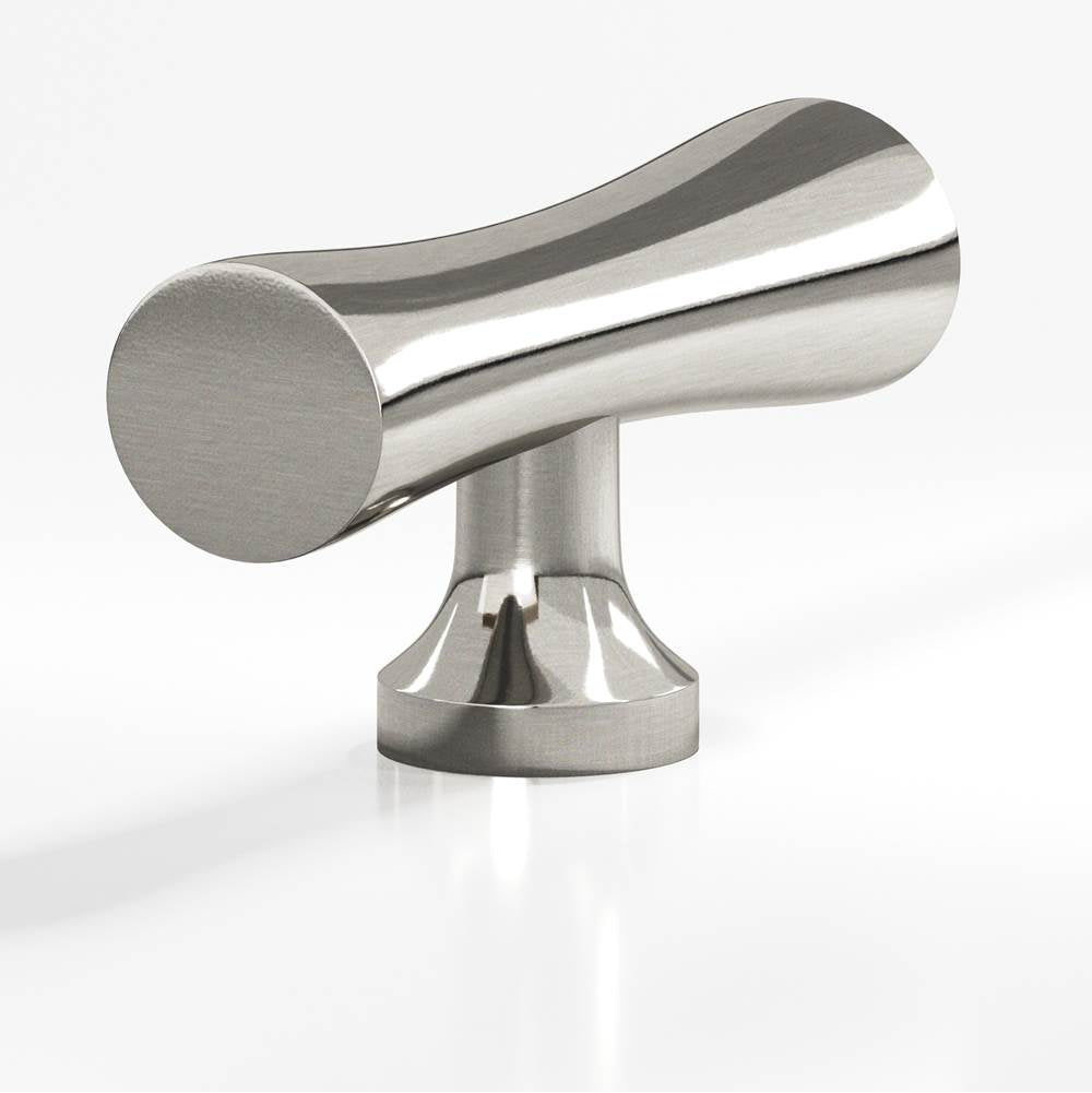 Colonial Bronze - 2'' overall, 0.625'' max diameter Hourglass, T Cabinet Knob with flared post hand finished in Nickel Stainless - Nickel Stainless