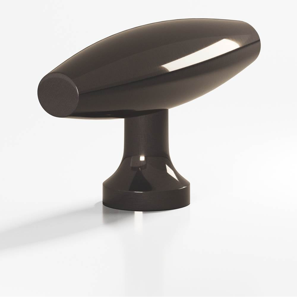 Colonial Bronze - 2'' overall, 0.625'' max diameter Cigar, T Cabinet Knob with flared post hand finished in Dark Statuary Bronze - Dark Statuary Bronze