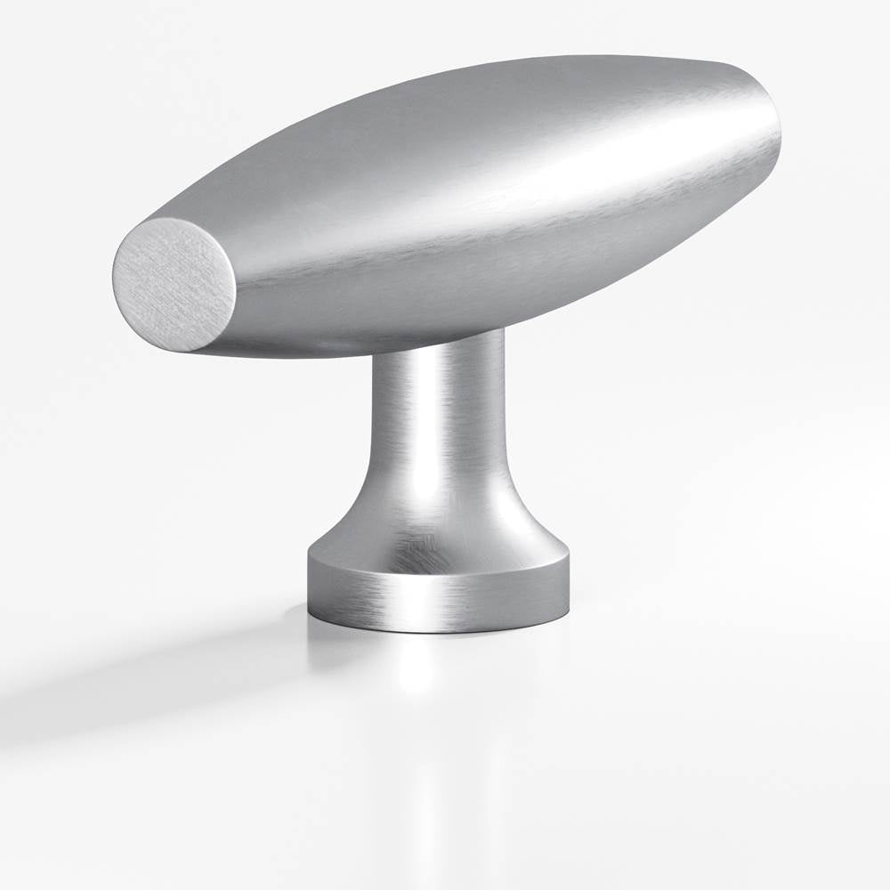 Colonial Bronze - 2'' overall, 0.625'' max diameter Cigar, T Cabinet Knob with flared post hand finished in Matte Satin Chrome - Matte Satin Chrome