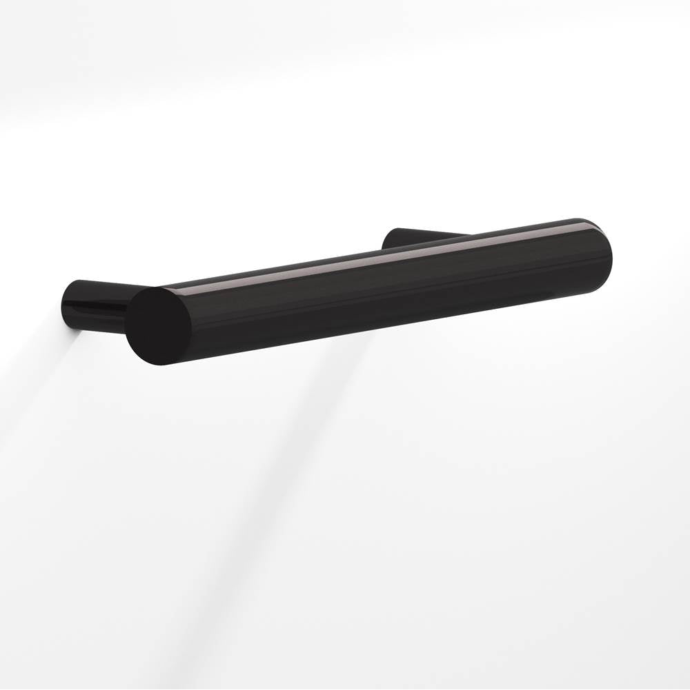 Colonial Bronze - 8'' center-to-center, 10'' overall, 0.5'' diameter Round Cabinet Pull with tapered posts hand finished in Satin Black - Satin Black