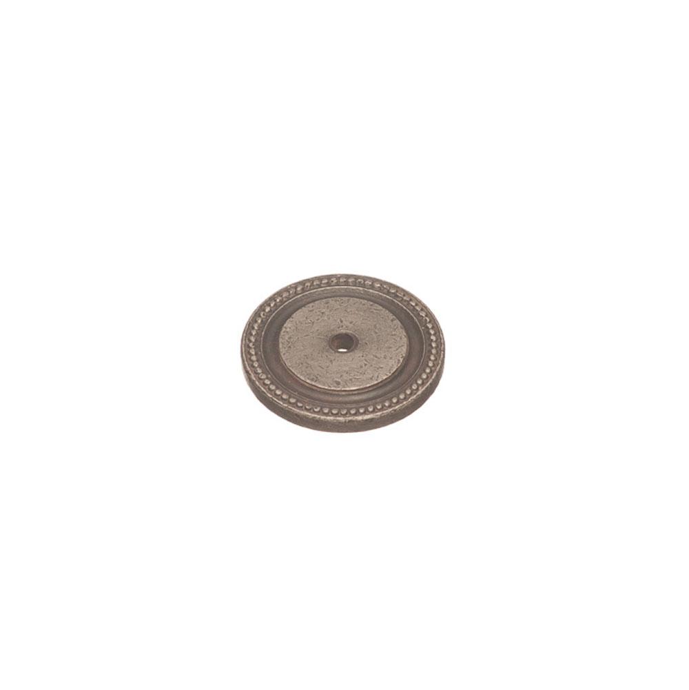 Colonial Bronze - 1.5'' diameter Round, grooved Backplate for use with 8-32 screw hand finished in Distressed Pewter - Distressed Pewter