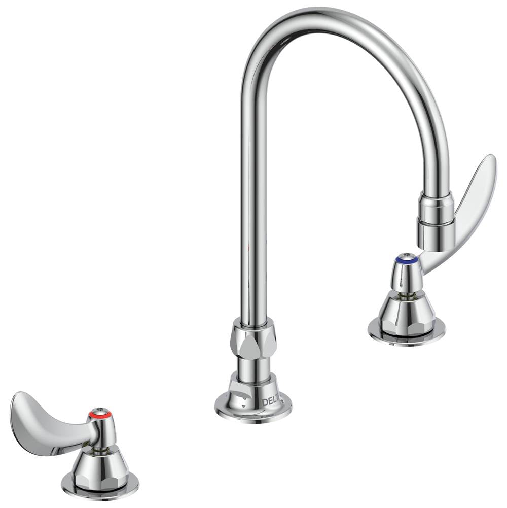 Delta Commercial - Commercial 23C6: Two Handle Widespread Bathroom Faucet with Gooseneck Spout - Less Pop-Up - Chrome
