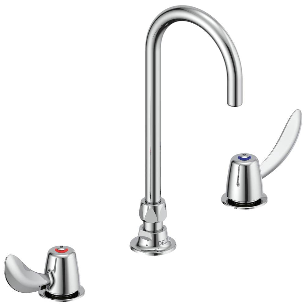 Delta Commercial - Commercial 23C6: Two Handle Widespread Bathroom Faucet with Gooseneck Spout - Less Pop-Up - Chrome