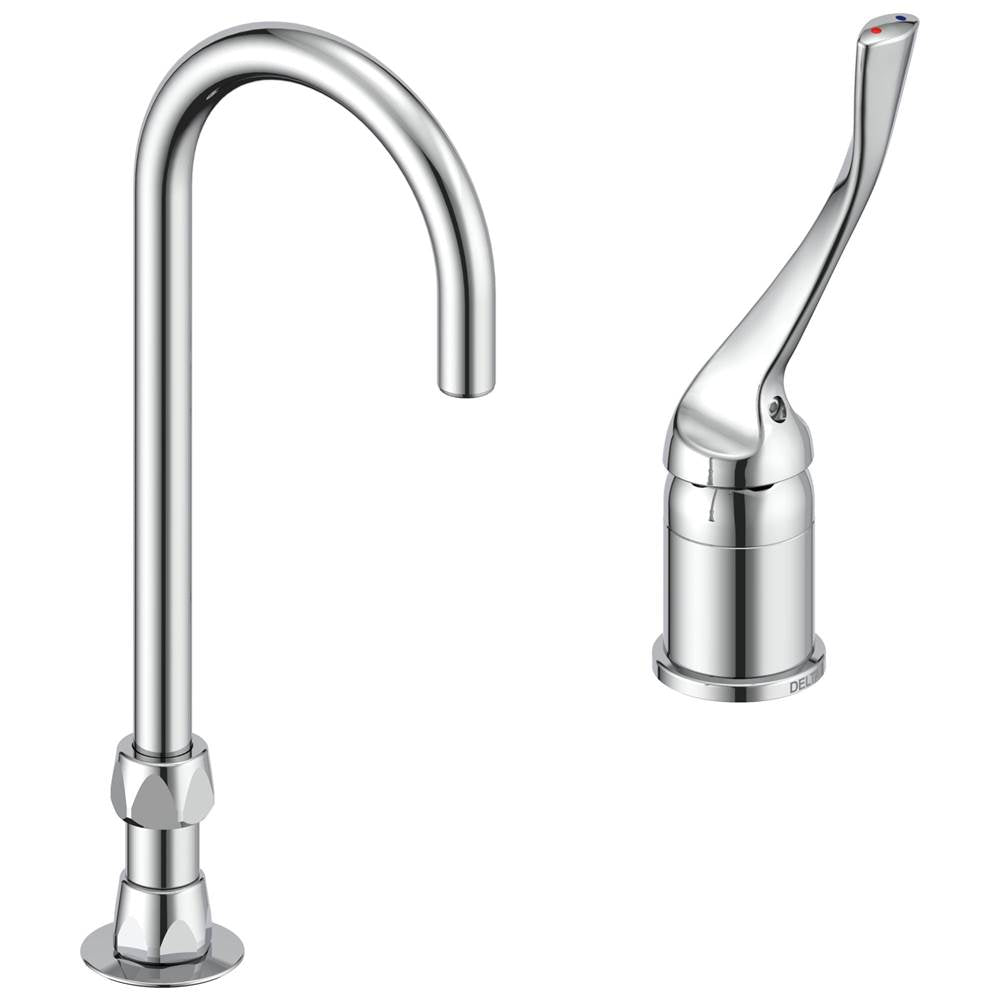 Delta Commercial - Commercial 24T2: Single Control Mixing Faucet with Gooseneck Spout - Less Pop-Up - Chrome