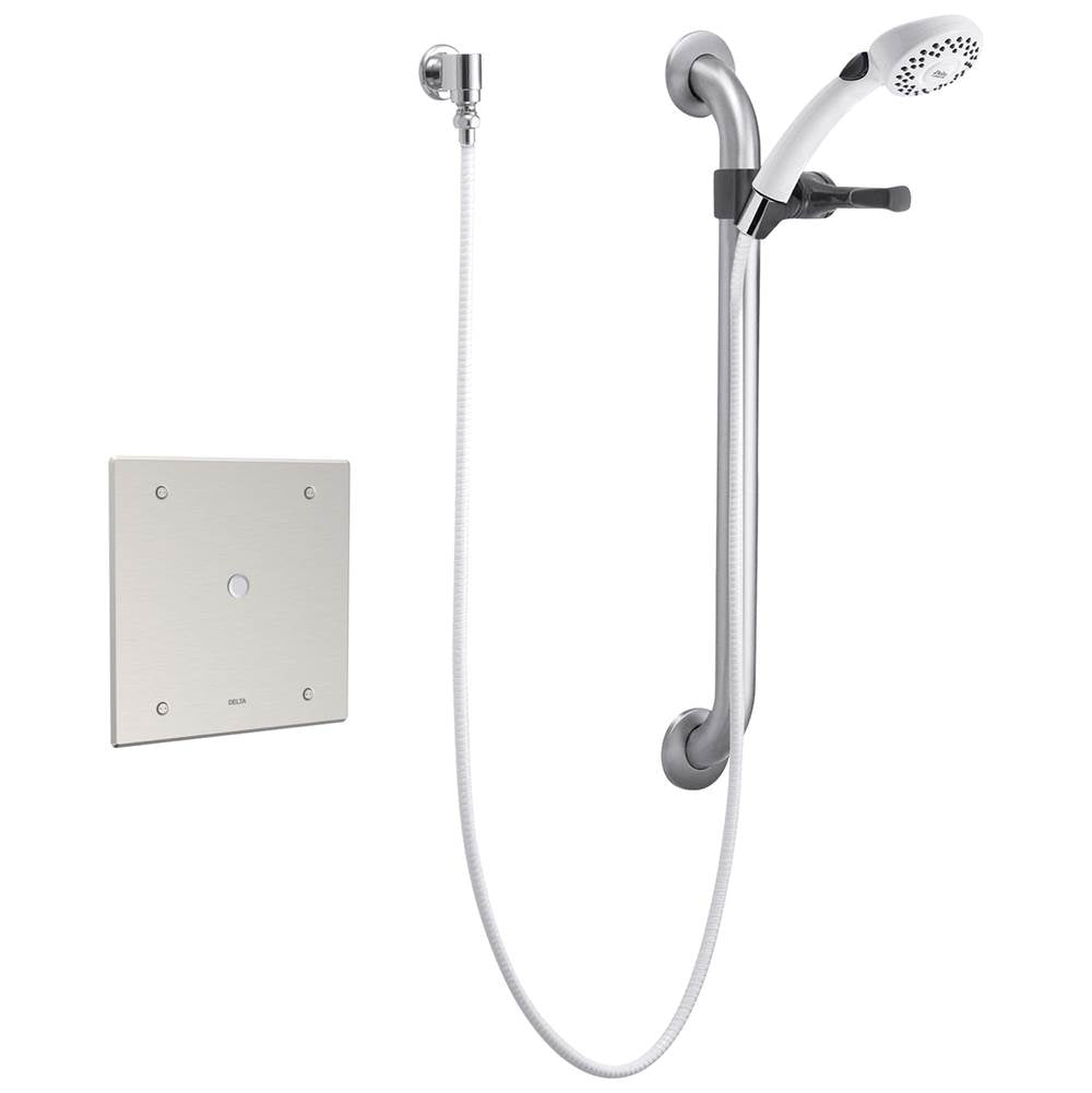 Delta Commercial - Commercial 860T: Electronic Shower Trim with Push Button Activator- Hardwire - Chrome