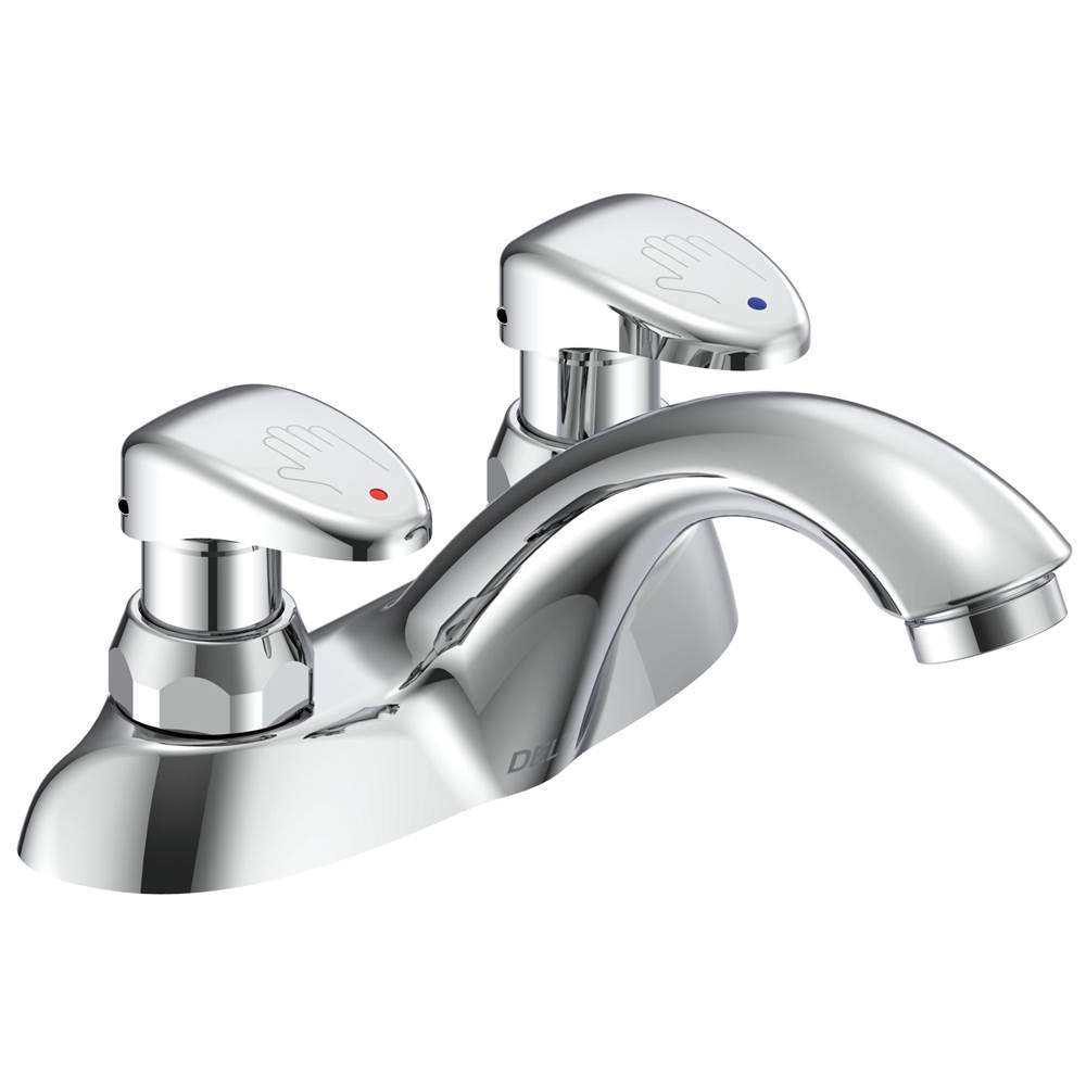 Delta Commercial - Commercial 86T: Two Handle Metering Slow-Close Bathroom Faucet - Chrome