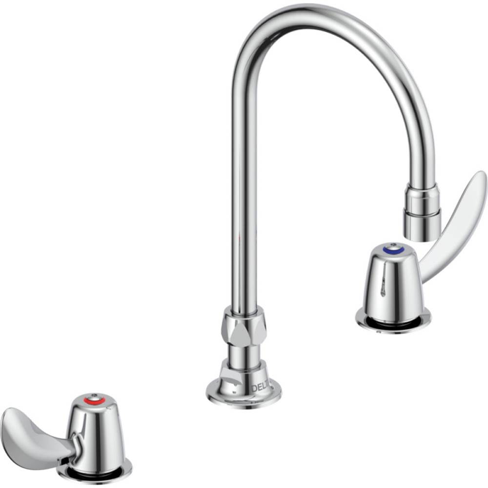 Delta Commercial - Commercial 23C6: Two Handle Widespread Bathroom Faucet with Gooseneck Spout - Less Pop-Up - Chrome