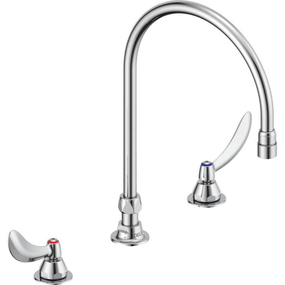 Delta Commercial - Commercial 23C6: Two Handle Widespread Bathroom Faucet with Gooseneck Spout - Less Pop-Up - Chrome