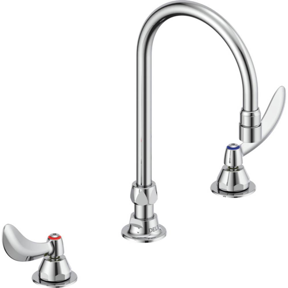Delta Commercial - Commercial 23C6: Two Handle Widespread Bathroom Faucet with Gooseneck Spout - Less Pop-Up - Chrome