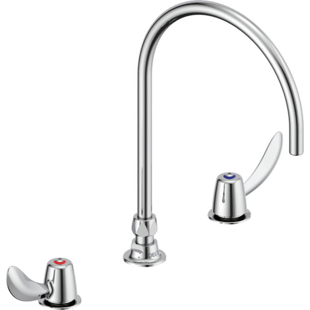 Delta Commercial - Commercial 23C6: Two Handle Widespread Bathroom Faucet with Gooseneck Spout - Less Pop-Up - Chrome