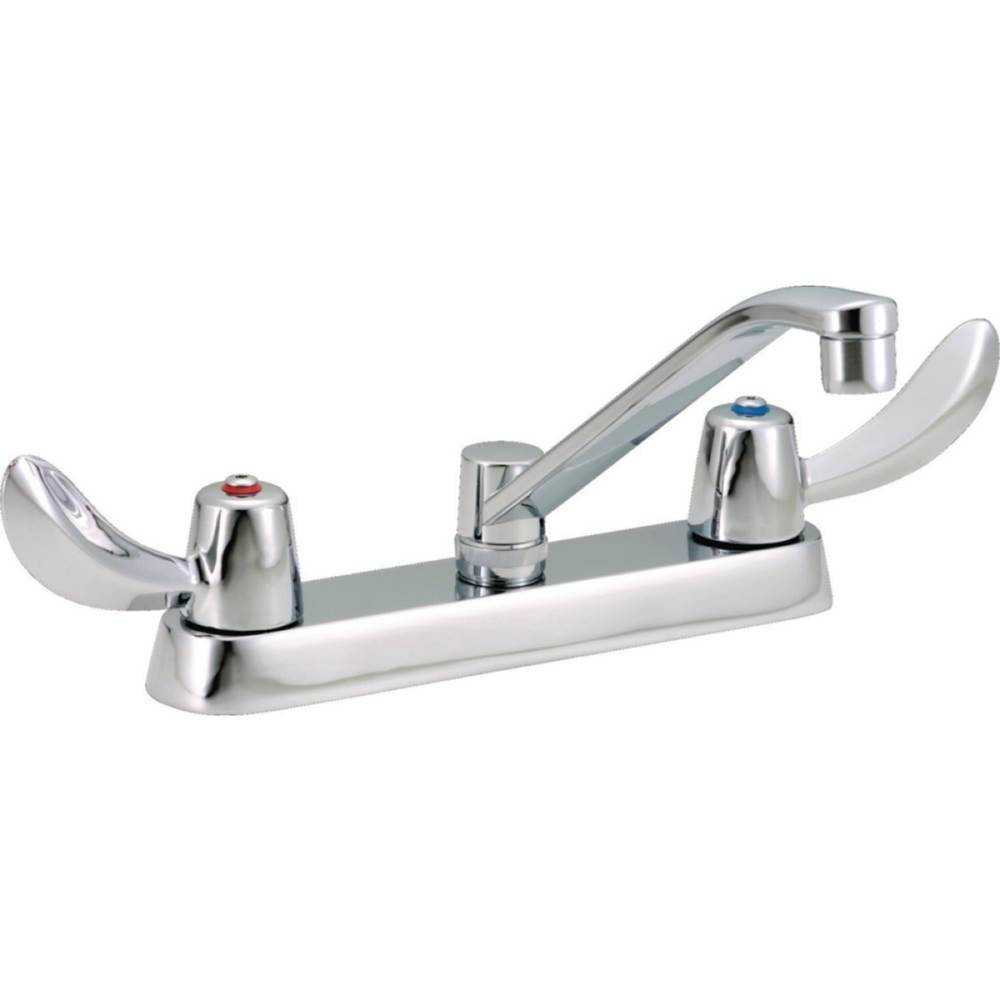 Delta Commercial - Commercial 26C3: Two Handle 8'' Cast Deck Mount Faucet - Chrome