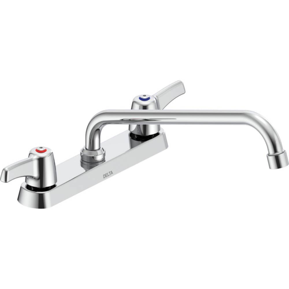 Delta Commercial - Commercial 26C3: Two Handle 8'' Cast Deck Mount Faucet - Chrome