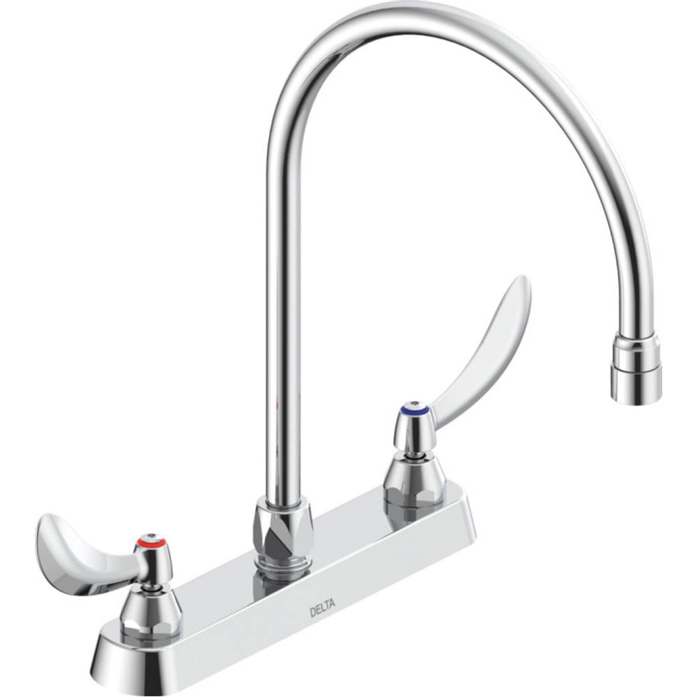 Delta Commercial - Commercial 26C3: Two Handle 8'' Cast Deck Mount Faucet - Chrome