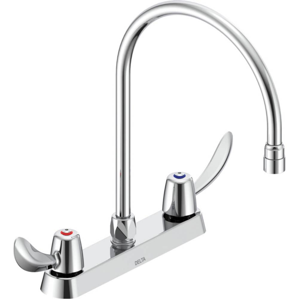 Delta Commercial - Commercial 26C3: Two Handle 8'' Cast Deck Mount Faucet - Chrome