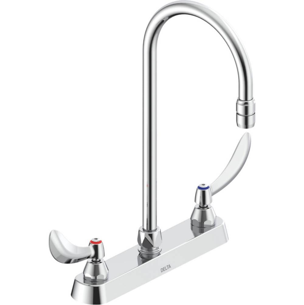 Delta Commercial - Commercial 26C3: Two Handle 8'' Cast Deck Mount Faucet - Chrome
