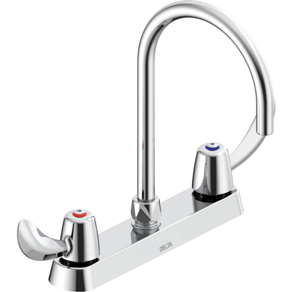 Delta Commercial - Commercial 26C3: Two Handle 8'' Cast Deck Mount Faucet - Chrome