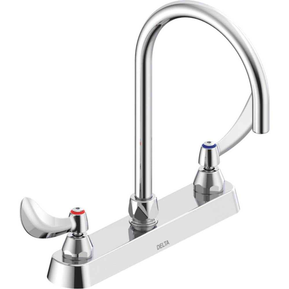 Delta Commercial - Commercial 26C3: Two Handle 8'' Cast Deck Mount Faucet - Chrome