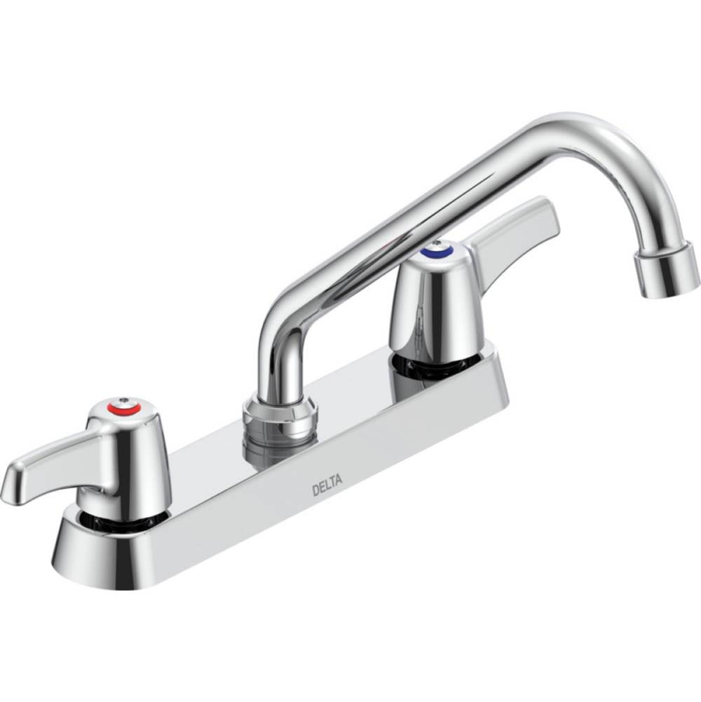 Delta Commercial - Commercial 26T3: Two Handle 8'' Cast Deck Mount Faucet - Chrome