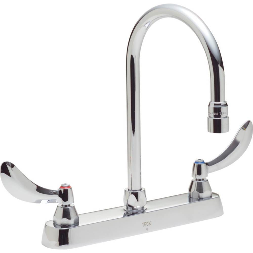 Delta Commercial - Commercial 26T3: Two Handle 8'' Cast Deck Mount Faucet - Chrome
