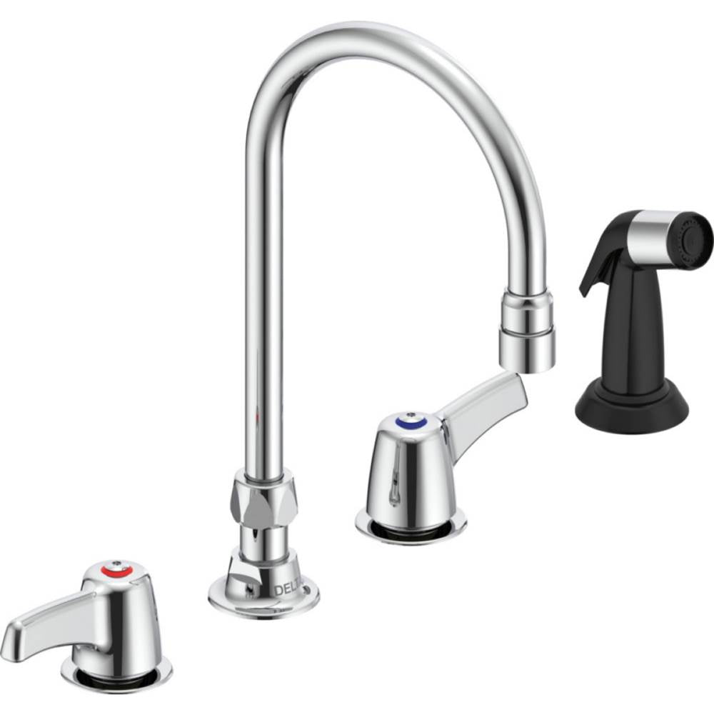 Delta Commercial - Commercial 27C1 / 27C2: Two Handle 8'' Below Deck Mount Faucet with Hose and Spray - Chrome