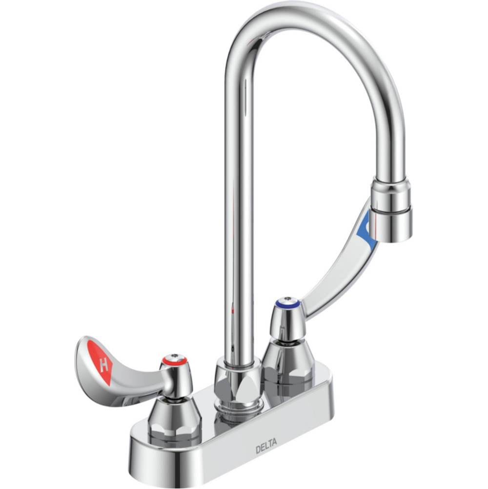 Delta Commercial - Commercial 27C4 / 27C5 / 27C6: Two Handle 4'' Deck Mount Faucet - Chrome