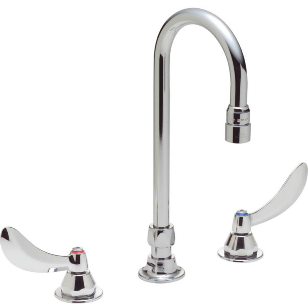 Delta Commercial - Commercial 27T2: Two Handle 8'' Below Deck Mount Faucet and Gooseneck Spout - Chrome