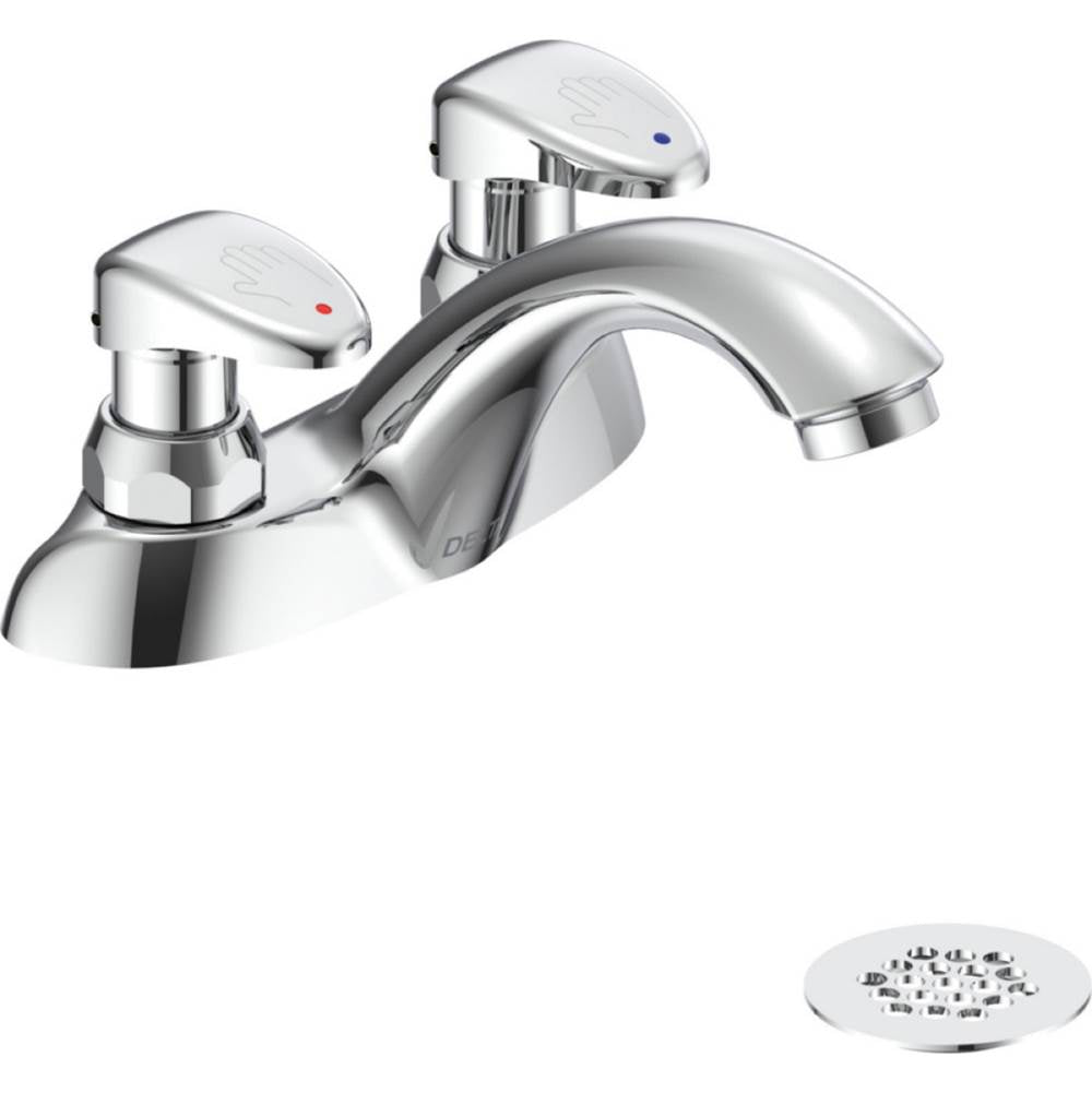 Delta Commercial - Commercial 86T: Two Handle Metering Slow-Close Centerset Bathroom Faucet - Chrome