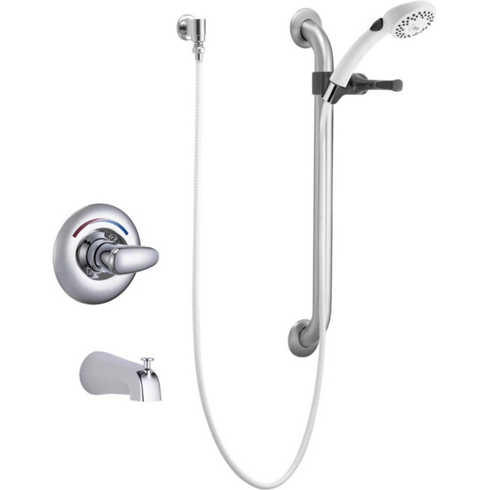 Delta Commercial - Commercial T13H: Monitor 13 Series Tub Only Trim with Hand Shower and Grab Bar - Chrome