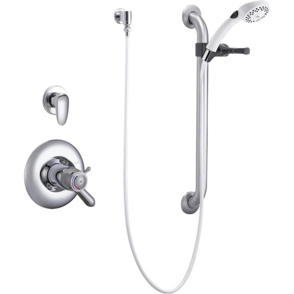 Delta Commercial - Commercial T17TH: Universal Dual Shower Trim, Diverter, Hand Shower, and Grab Bar - Chrome