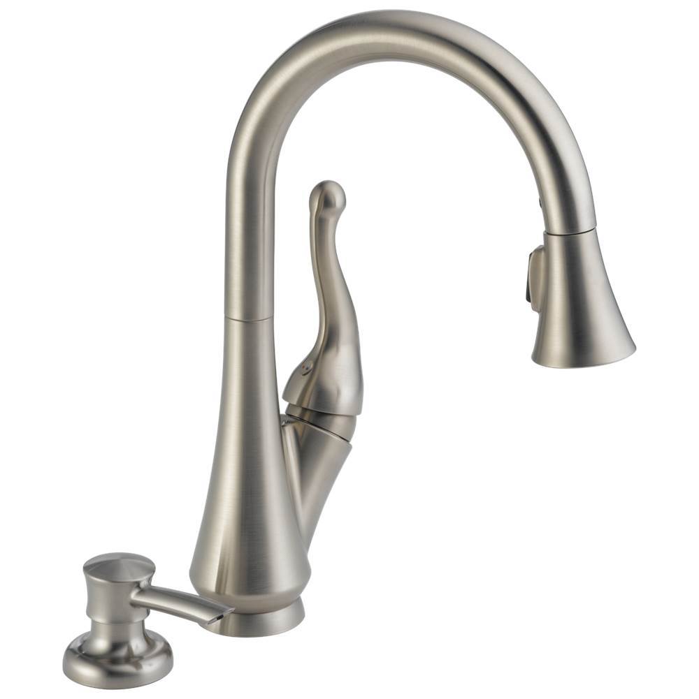 TalbottE Single Handle Pull-Down Kitchen Faucet with Soap Dispenser