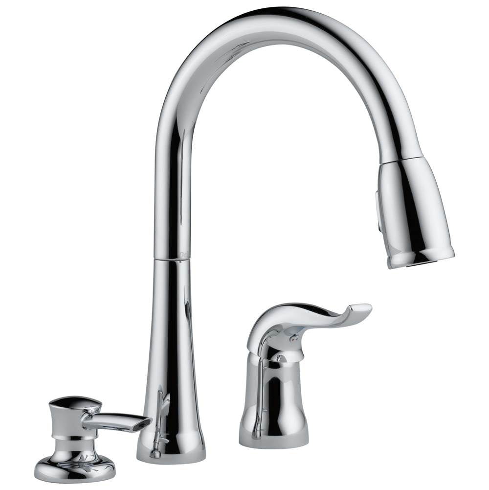 Delta Faucet - Kate Single Handle Pull-Down Kitchen Faucet with Soap Dispenser - Chrome