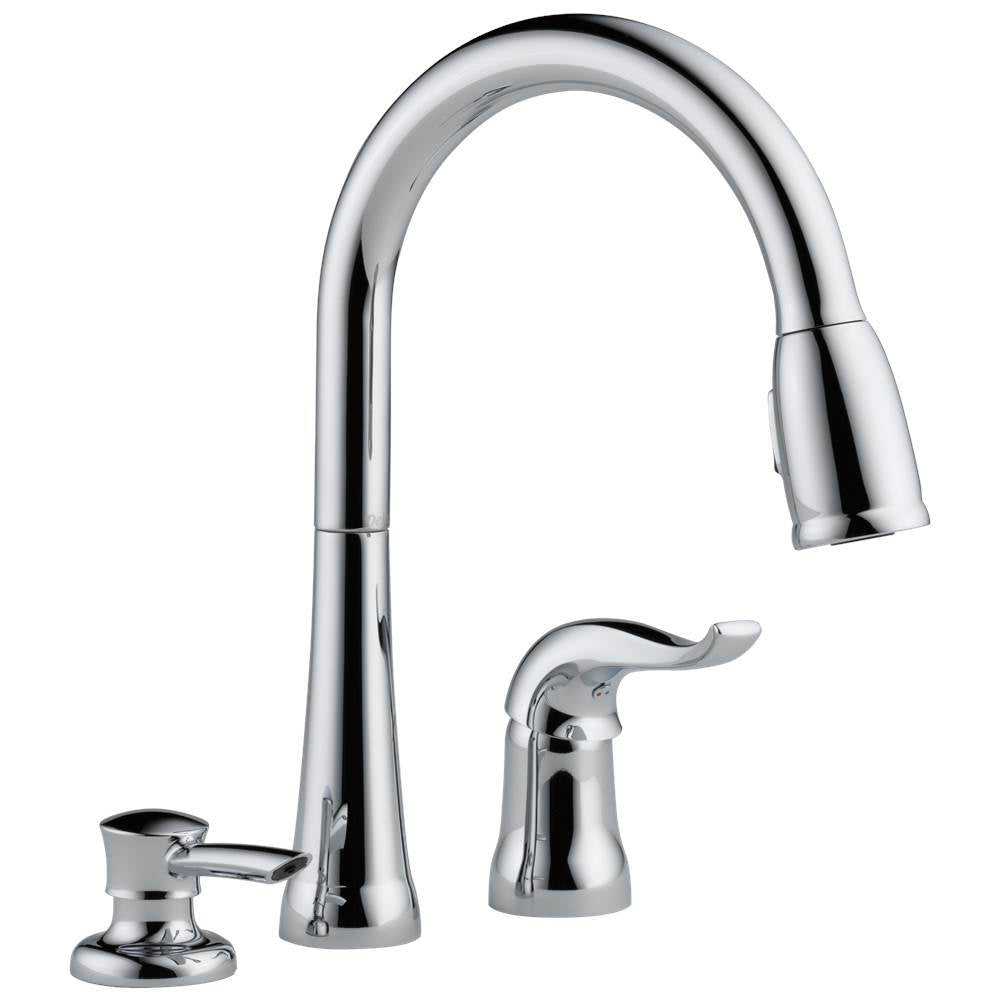 Kate Single Handle Pull-Down Kitchen Faucet with Soap Dispenser