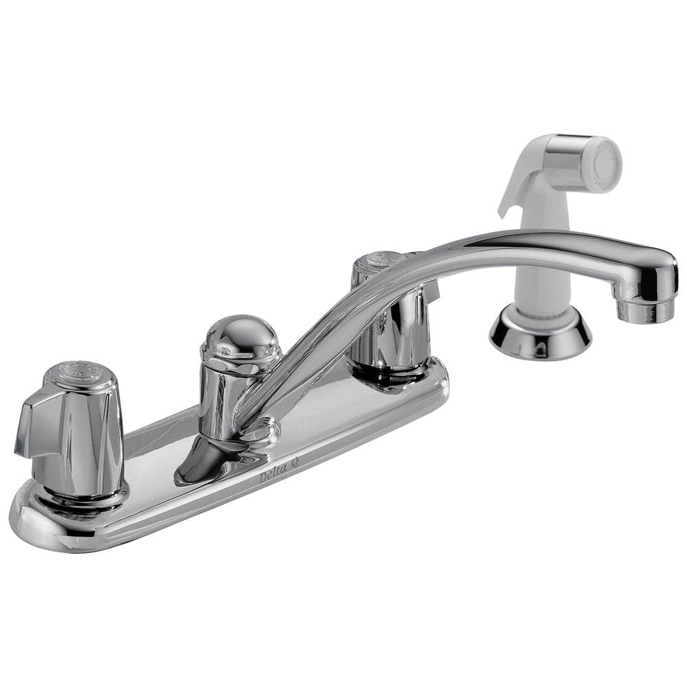 Delta Faucet - 2100 / 2400 Series Two Handle Kitchen Faucet with Spray - Chrome