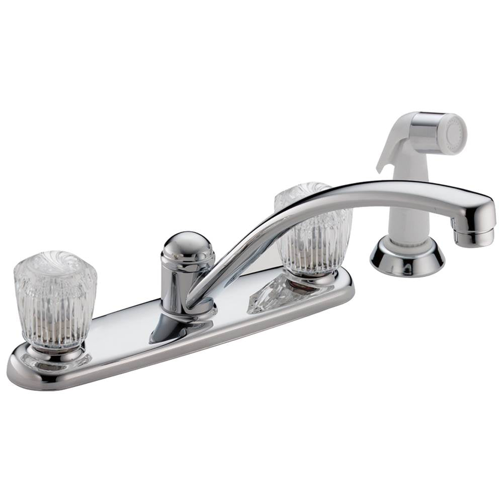 Delta Faucet - 2100 / 2400 Series Two Handle Kitchen Faucet with Spray - Chrome