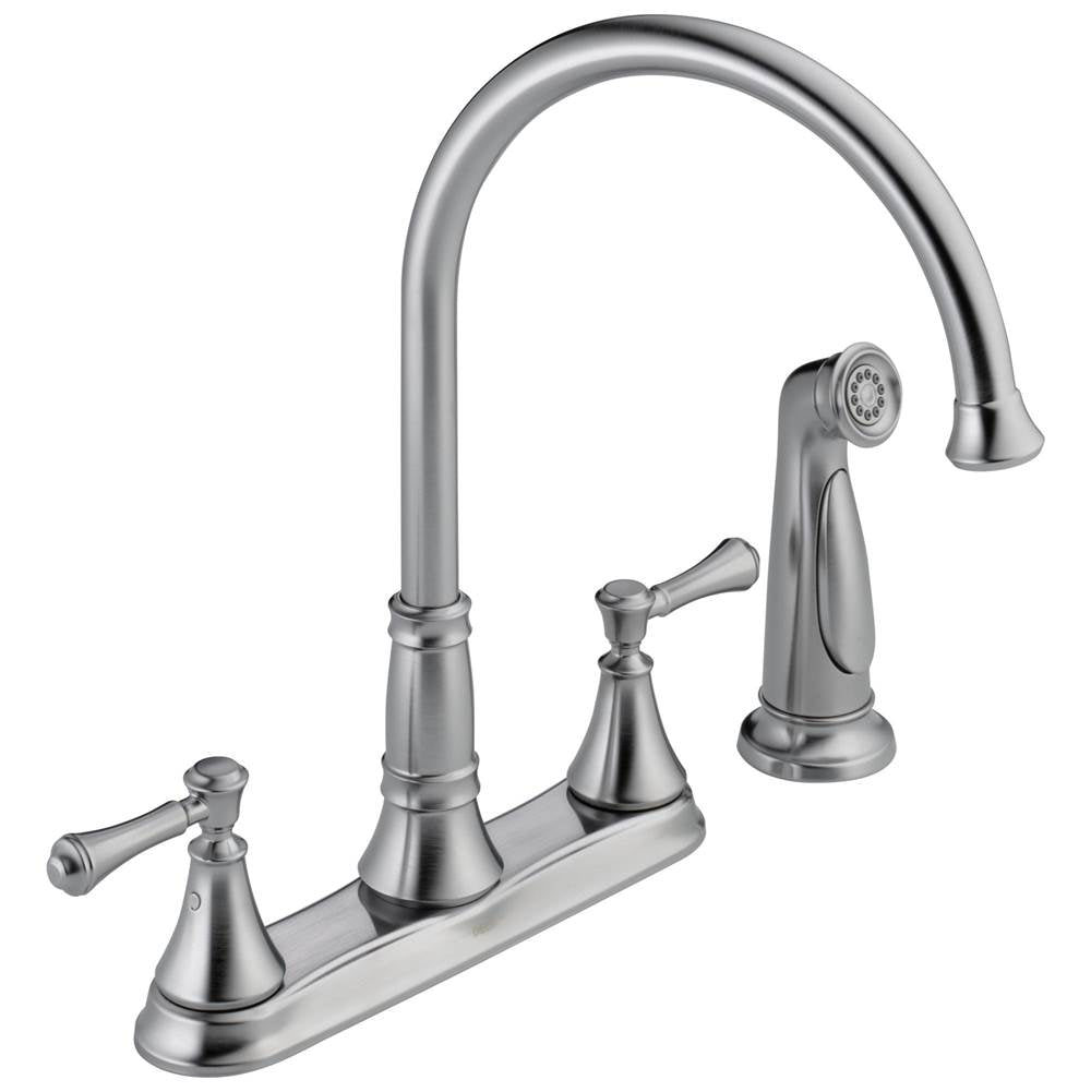 Delta Faucet - CassidyE Two Handle Kitchen Faucet with Spray - Arctic Stainless