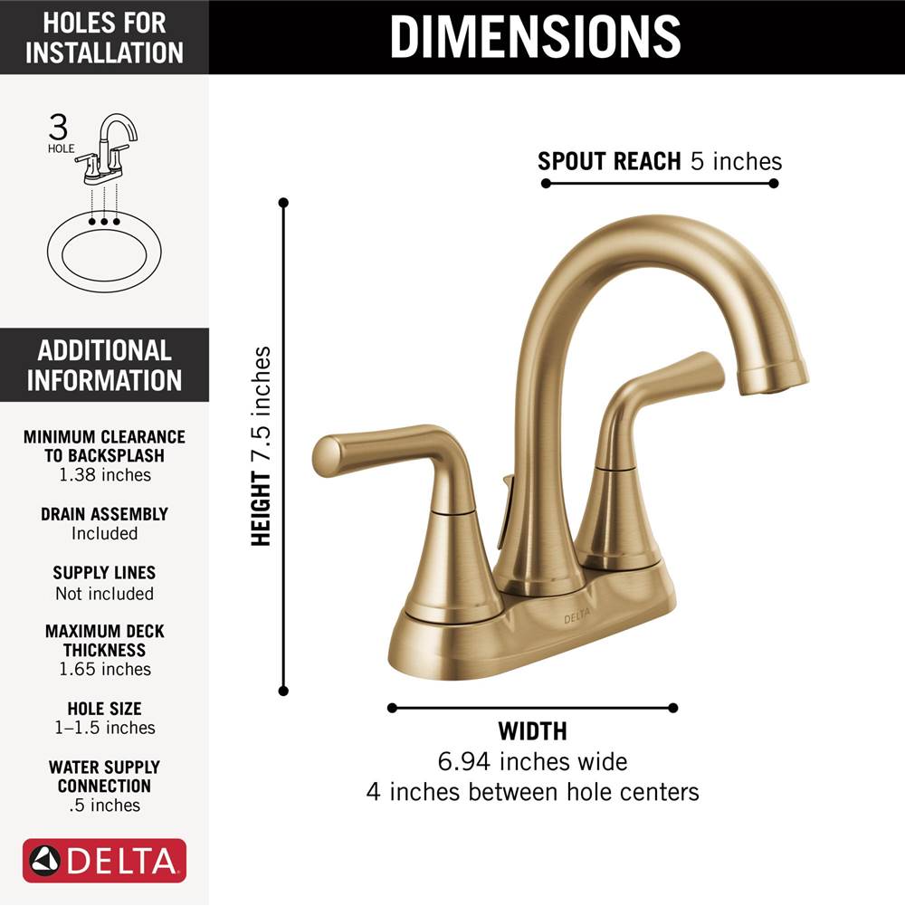 KayraE Two Handle Centerset Bathroom Faucet