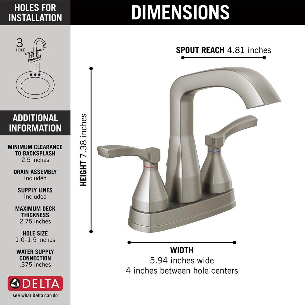 Stryke Two Handle Centerset Bathroom Faucet With Pop-Up Drain