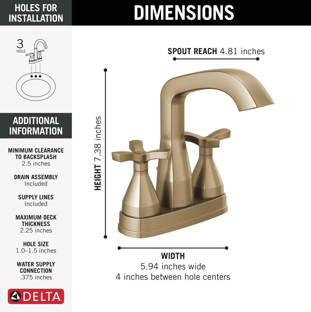 Stryke Two Handle Centerset Bathroom Faucet With Pop-Up Drain